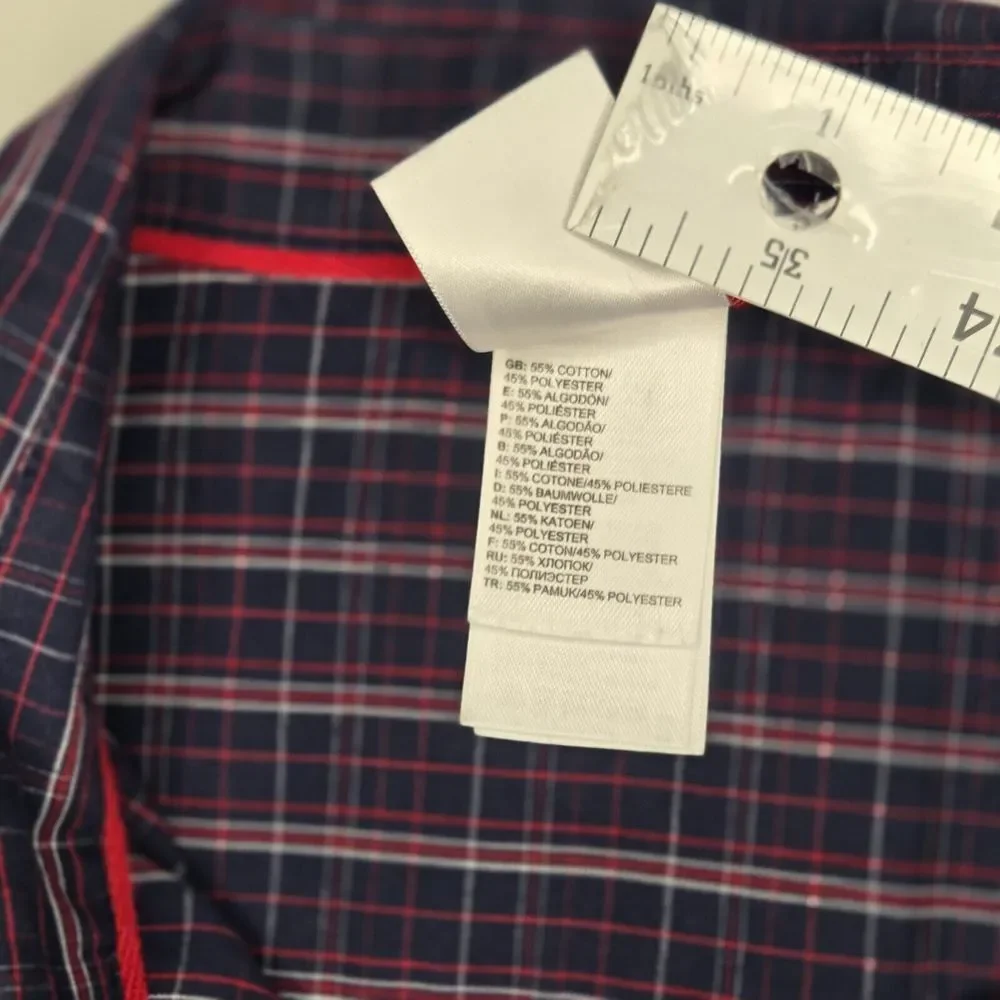 The North Face Men's Shirt Medium Navy Plaid Long Sleeve Button Down Casual‎